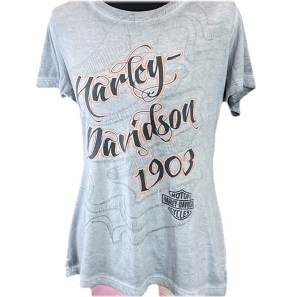 Harley Davidson Bahamas Shirt Women’s Large Gray Motorcycle Biker Ladies Tee